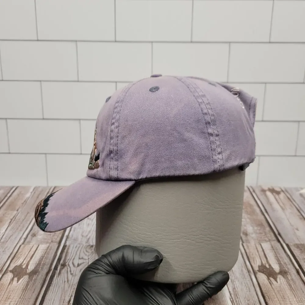 Royal Resortwear Columbus Zoo Wolf Forest Moon Strapback Hat Purple